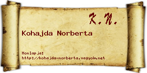 Kohajda Norberta névjegykártya